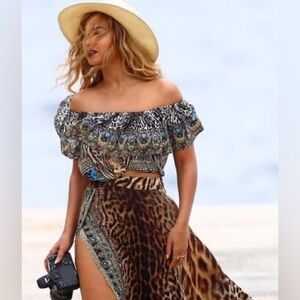 CAMILLA
Off-The-Shoulder Midriff Frill Top, Warrior Wanderlust size 3